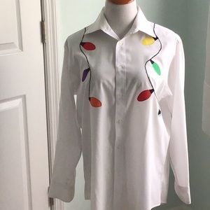 White Blouse with Colorful Light Design